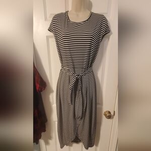 Black and White Striped Midi Dress